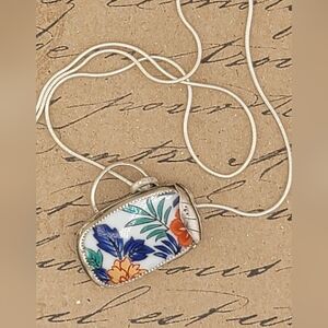 "BROKEN INTO BEAUTIFUL" PENDANT MADE BROKEN CHINA  HANDMADE IN STERLING SILVER